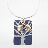 Sterling Silver Tree of Life Charm with Bronze Leaves on 20' chain, #9170