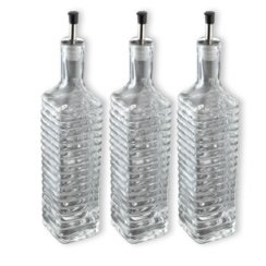 Farberware Glass Olive Oil Bottles, Set of 3, Beehive, 16 oz.