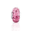 Bling Jewelry 925 Sterling Silver Swirl Murano Pink Glass Bead Pandora Charm Compatible