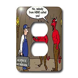 Londons Times Religion Heaven Hell Cartoons - Air Conditioner Repair in Hell - Light Switch Covers - 2 plug outlet cover