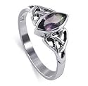 .925 Silver Celtic knot Band Amethyst Cubic Zirconia Marquise Ring Size 4 to 9