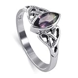 .925 Silver Celtic knot Band Amethyst Cubic Zirconia Marquise Ring Size 4 to 9