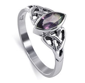 .925 Silver Celtic knot Band Amethyst Cubic Zirconia Marquise Ring Size 4 to 9