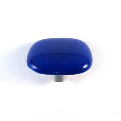 Peacock Glass Cabinet Knob - Colormax Collection (118 Colors) Rounded Square Blue Glass Knobs 2PC