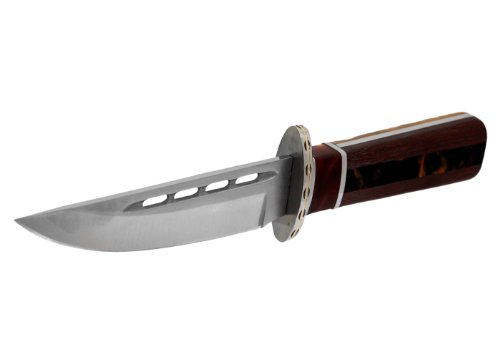 Columbia couteau de chasse avec manche en bois décoré et lame de 440-C en acier inoxydable avec gaine