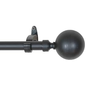 Window Curtain Rod Drapery Rod 44 Inch - 108 Inch Ball Black by Backyard Bargain LLC