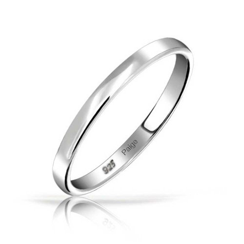 Minimalist Simple 925 Sterling Silver Couples Wedding Band Ring