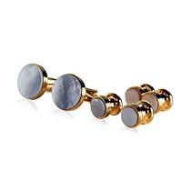 Mens Mother of Pearl and 14kt Gold Overlay Cufflinks and Studs Formal Set