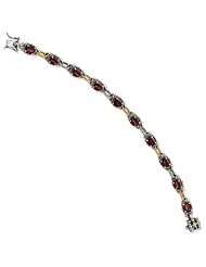 Sterling Silver W/14k 9.05garnet 7.75in Bracelet