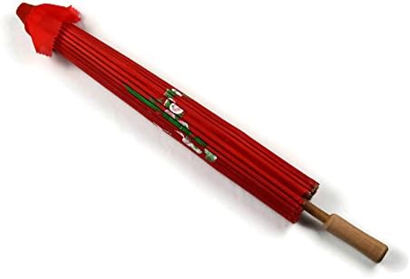 JJ Gear Chinese Asian Style Cloth 32 inch Parasol - Red