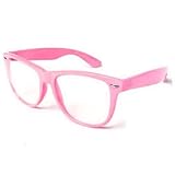 Vintage Retro Style Oversized Pink Frame Nerd Geek Clear Lens Glasses Classic