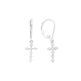 14K White Gold 1/3 ct. Princess Cut Diamond Cross Earrings