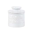 Butter Bell Classic White Raised Floral Crock