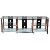 65" TV Stand with 5 AV Component Shelves-Walnut (Walnut) (21.25"H x 64.87"W x 17.75"D)