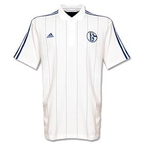 11-12 Schalke 04 Striped Polo - White/Blue