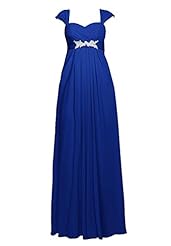 Chiffon Cap Sleeves Backless Beaded Belted Evening Dress/Bridesmaid Dress/Prom Dress/Party Dress 