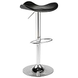 Black - Chrome Eurostyle Romero Adjustable Leatherette Seat Swivel Bar Stool