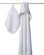aden + anais Towel with Muslin Washcloth, White (Previous Version)