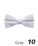 Boy's Solid Banded Bow Ties , 10.GRAY