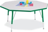 Jonti-Craft 6428JCE112 Kydz Activity Table - Octagon - 48 x 48 Inches, 15-24 Inches High - Gray/Navy
