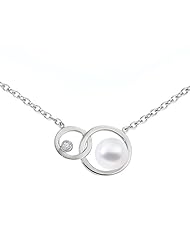 Ze Sterling Silver Pearl and Diamond Necklace