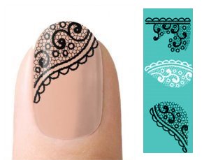 Black And White Paisley Swirls Designs Nail Art Stickers / Decals Decorations By VAGA