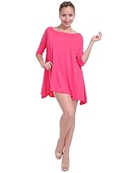 High-Low-Hem 3/4 Sleeves Dolman Scoop Neck  Dress
