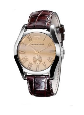 Emporio Armani Men's AR0645 Classic Brown Leather Roman Numeral Dial Watch
