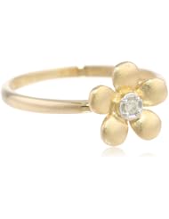10k Yellow Gold Matte Diamond Flower Ring