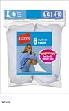 Girls Hanes 6 Pair Cushion Crew Socks White - 641/6