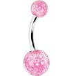 Pink Ultra Glitter Acrylic Belly Ring