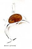 Sterling Silver Jumping Dolphin Pendant With Honey Amber