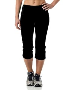 Alki'i Yoga Capri with Foldover waistband, Black M