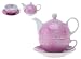 Present Time  Tea set for 1 Lace print pink ceramic