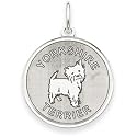 14k White Gold Polished Engraveable Yorkshire Terrier Disc Charm
