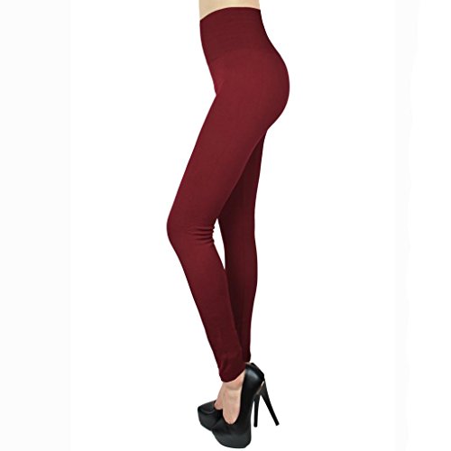 Fashion Stretchy Fleece Leggings Seamless Solid Colors TRENDS SNJ (High Waisted)