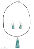 Dichroic art glass jewelry set, 'Turquoise Pyramid' 16.5 L