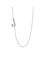Sterling Silver 16" + 2" Extension Sideways Initial "J" CZ Necklace