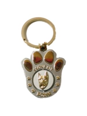 Boxer Dog Key Ring Paw Print Made in the USA - It Spins!