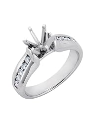 14K White Gold 0.4cttw Fabulous Round Diamond Semi Mount Engagement Ring