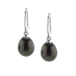Sterling Silver Black Freshwater Pearl Drop Earrings