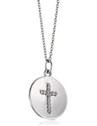 KC Designs "Faithfully Yours" Diamond 14k White Gold Cross Disc Pendant Necklace, 16"