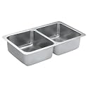 MOEN 22357 Lancelot 29-Inch-by-16-Inch Double Bowl Kitchen Sink, Satin