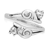 Adjustable Oxidized Cat Ring