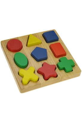 Childrens Toyshop  Toys : Wooden Shape Discovery Board - 9 Shapes