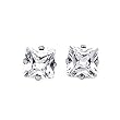 6mm Square Cubic Zirconia Titanium Stud Earrings