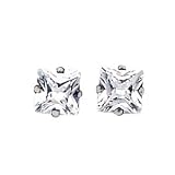 6mm Square Cubic Zirconia Titanium Stud Earrings