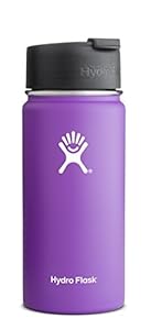 Hydro Flask Vacuum Insulated Stainless Steel Water Bottle,Wide Mouth w/ Hydro Flip Cap, 16-Ounce, Acai Purple