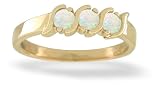 14K Yellow Gold Genuine Round Opal Ring