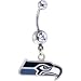 NFL Logo SILVER Double GEM Belly Ring - Seattle Seahawks